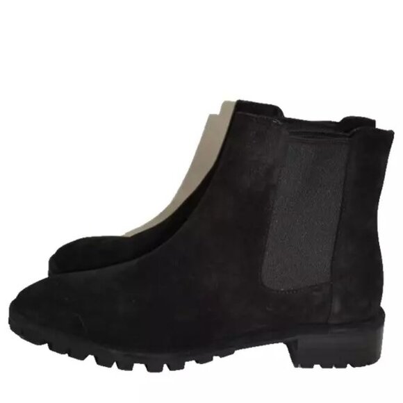 -$650 STUART WEITZMAN Laine suede Chelsea boots BLACK CHUNKY 8 38.5 (PB23) - Picture 4 of 7